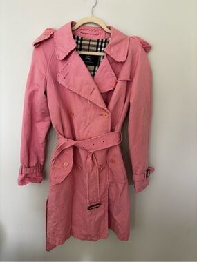 Burberry Pink Double-Breasted Trench Coat with Belt
